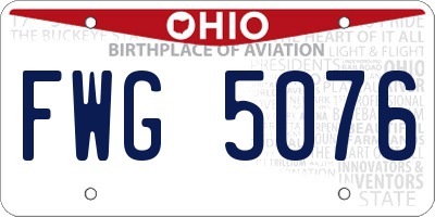 OH license plate FWG5076