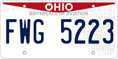 OH license plate FWG5223