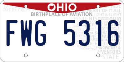 OH license plate FWG5316