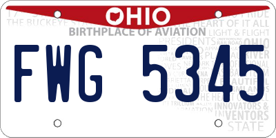 OH license plate FWG5345