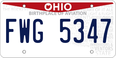 OH license plate FWG5347