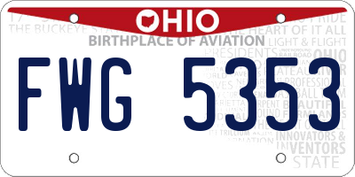 OH license plate FWG5353