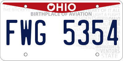 OH license plate FWG5354