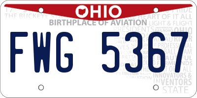OH license plate FWG5367