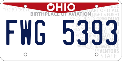 OH license plate FWG5393