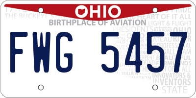 OH license plate FWG5457