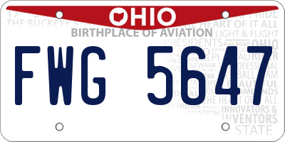 OH license plate FWG5647