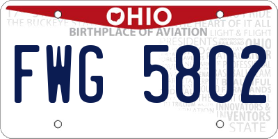 OH license plate FWG5802