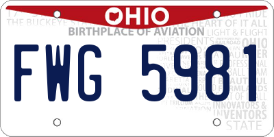 OH license plate FWG5981