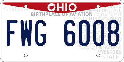 OH license plate FWG6008