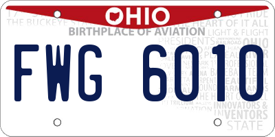 OH license plate FWG6010