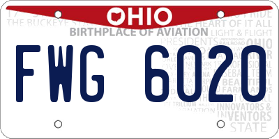 OH license plate FWG6020