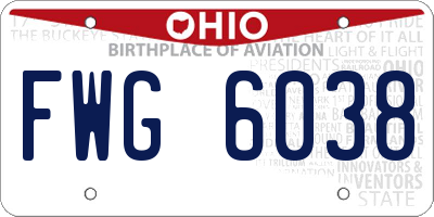OH license plate FWG6038