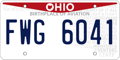 OH license plate FWG6041