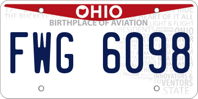 OH license plate FWG6098