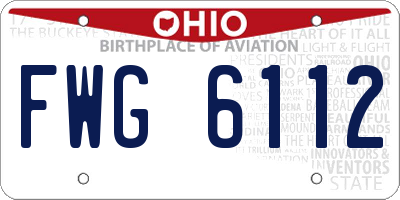 OH license plate FWG6112