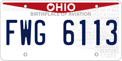 OH license plate FWG6113