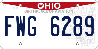 OH license plate FWG6289