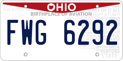 OH license plate FWG6292