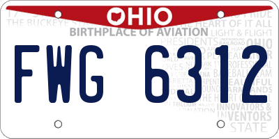 OH license plate FWG6312