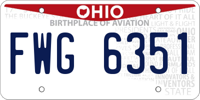 OH license plate FWG6351