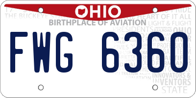 OH license plate FWG6360