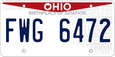OH license plate FWG6472