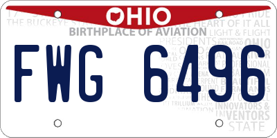 OH license plate FWG6496