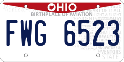 OH license plate FWG6523
