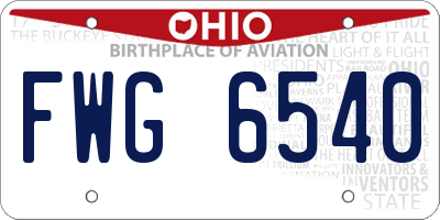 OH license plate FWG6540