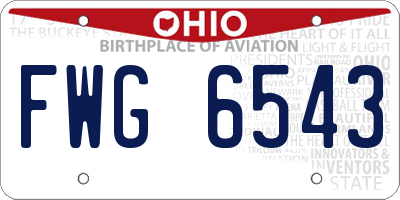 OH license plate FWG6543