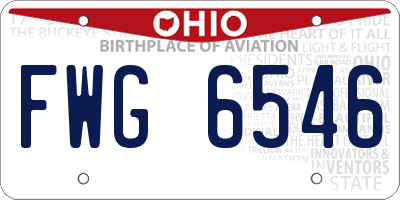 OH license plate FWG6546