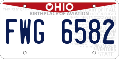 OH license plate FWG6582