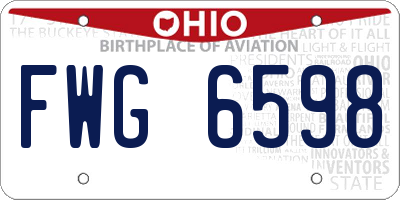 OH license plate FWG6598
