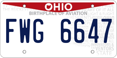 OH license plate FWG6647