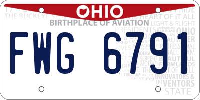 OH license plate FWG6791