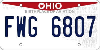 OH license plate FWG6807