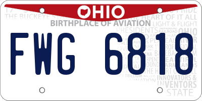 OH license plate FWG6818