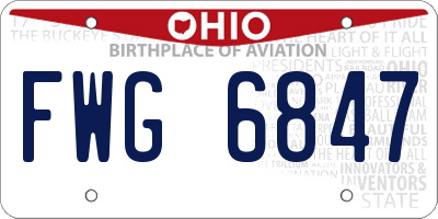 OH license plate FWG6847