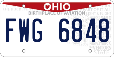 OH license plate FWG6848