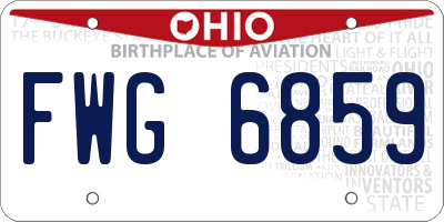 OH license plate FWG6859