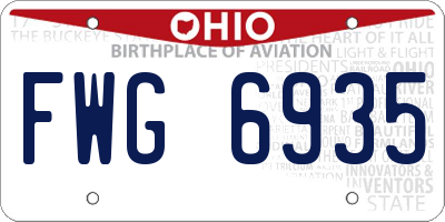 OH license plate FWG6935