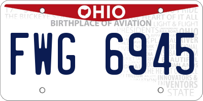 OH license plate FWG6945
