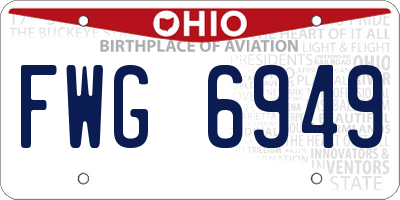 OH license plate FWG6949