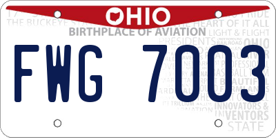 OH license plate FWG7003