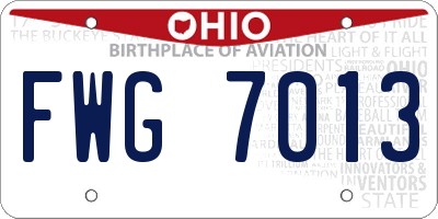OH license plate FWG7013