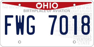 OH license plate FWG7018
