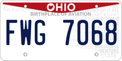 OH license plate FWG7068