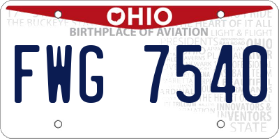 OH license plate FWG7540
