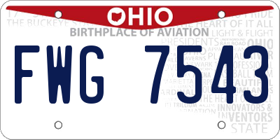 OH license plate FWG7543